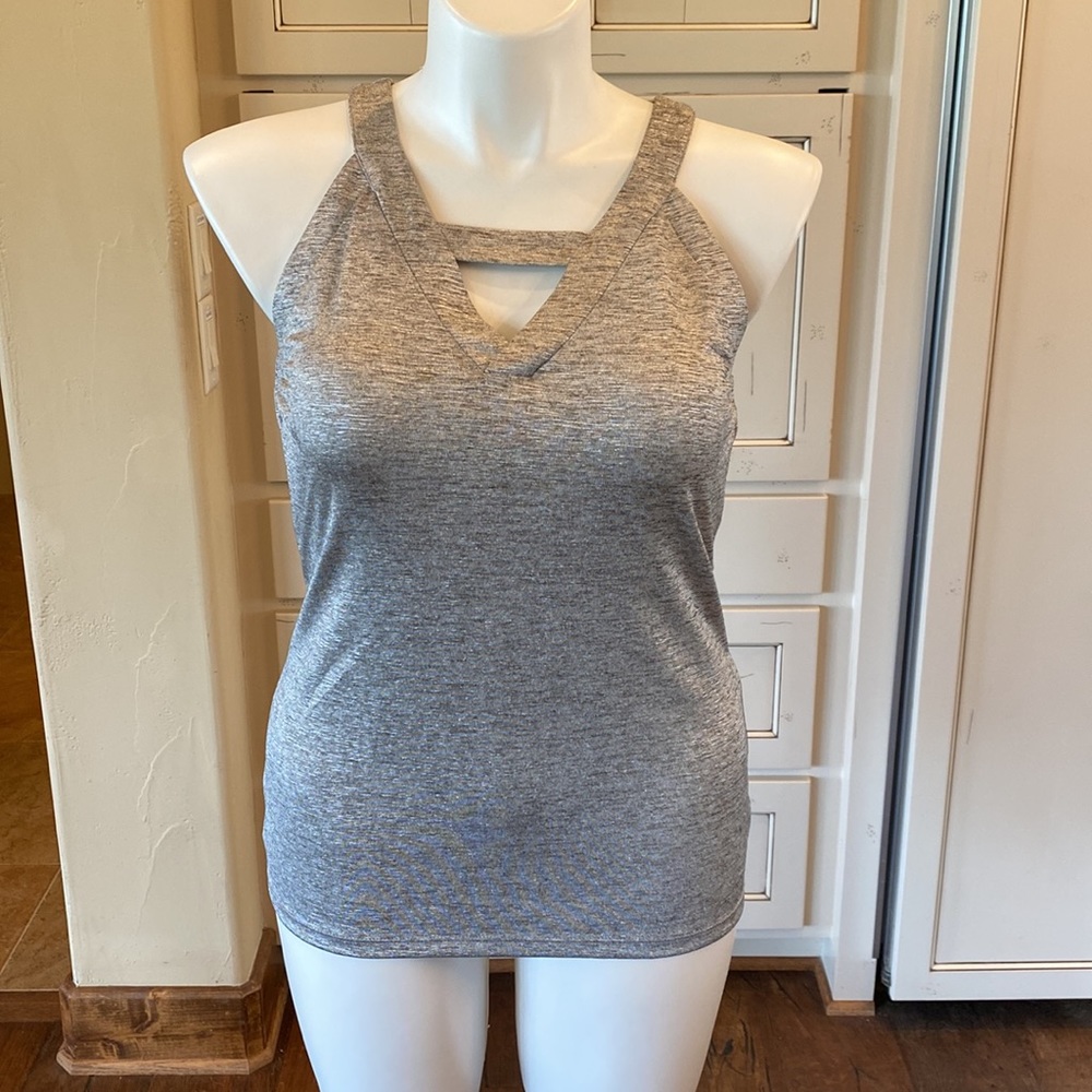 Sleeveless top with silver threads in fabric